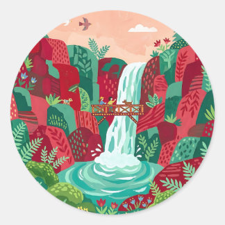 Adesivo Redondo Samambaia em Cachoeira – Carmesim