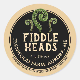 Adesivo Redondo Samambaia Fiddlehead Kraft Forrageira Selvagem