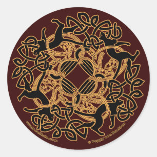 Adesivo Redondo Samhain Celtic Cats Knotwork Stickers