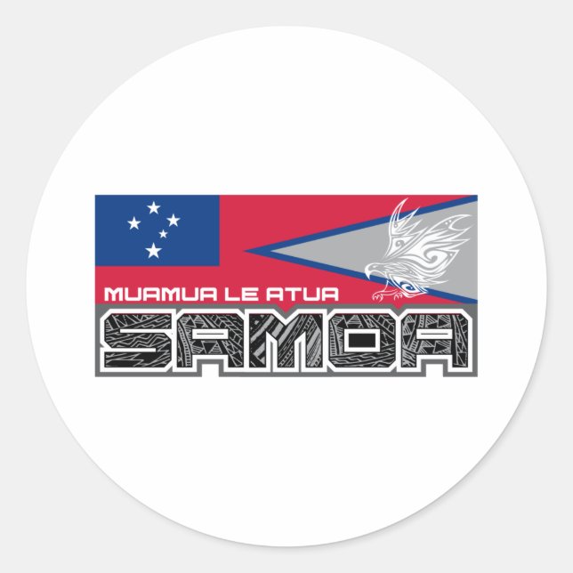 Adesivo Redondo Samoa Muamua Le Atua - Samoa Americana / Bandeira  (Frente)