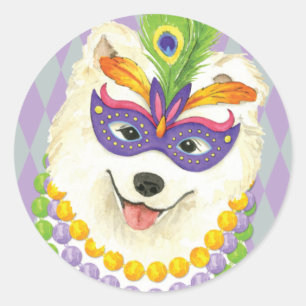 Adesivo Redondo Samoyed do carnaval