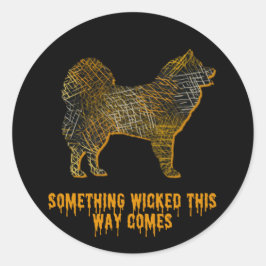 Adesivo Redondo Samoyed Dog Silhoueen Diversão Halloween