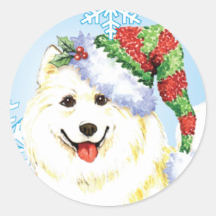 Adesivo Redondo Samoyed feliz de Howlidays