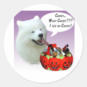 Adesivo Redondo Samoyed Halloween Candy