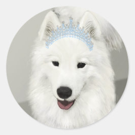Adesivo Redondo Samoyed Princess Sticker