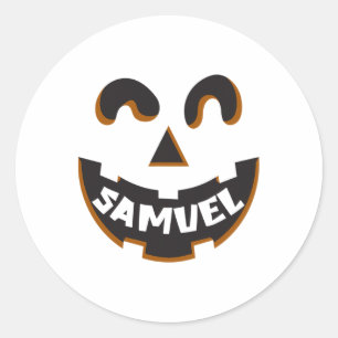 Adesivo Redondo Samuel Jack O' Lanterna Pumpkin Crianças Personali