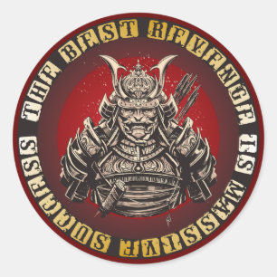 Adesivo Redondo Samurai - Citação de Guerreiros Japoneses