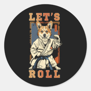 Adesivo Redondo Samurai Corgi Em Jiu Jitsu Gi Bjj Life Brasil K