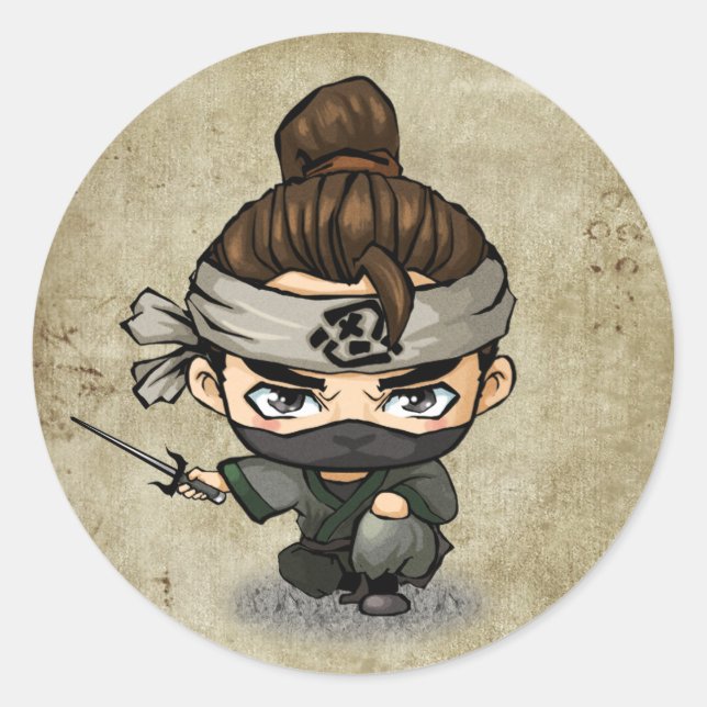 Adesivo Redondo Samurai e Ninja Stickers - Aoshi (Frente)