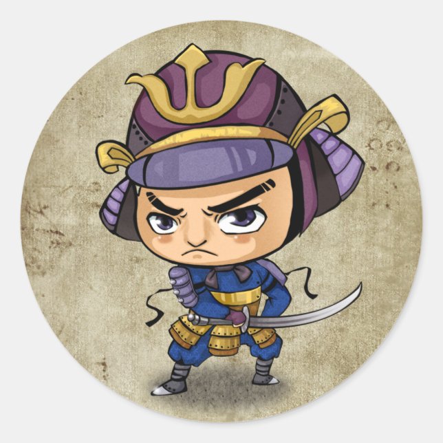 Adesivo Redondo Samurai e Ninja Stickers - Mitsuhide (Frente)