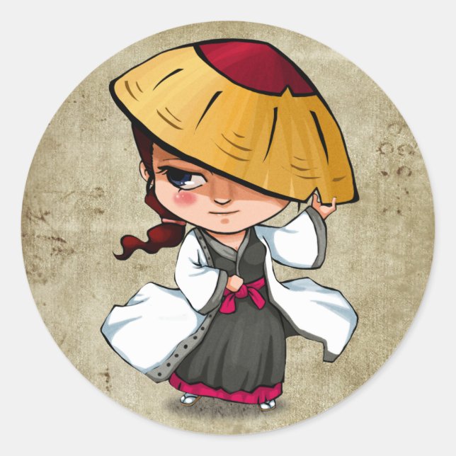 Adesivo Redondo Samurai e Ninja Stickers - Murasaki (Frente)