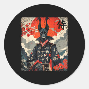 Adesivo Redondo Samurai Great Dane Tattoo Kawaii Ukiyo-e