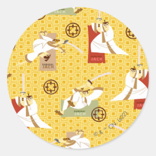 Adesivo Redondo Samurai Jack Sword Possui Padrão de Arte de Caráte