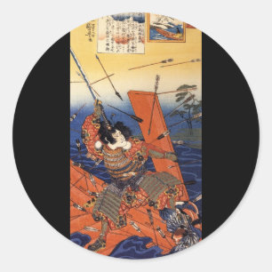 Adesivo Redondo Samurai na Guerra, por volta de 1800