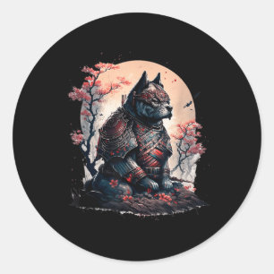 Adesivo Redondo Samurai Ninja Cachorro Japonês Tatuagem Gráfica Pa