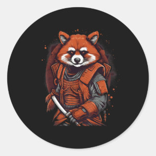 Adesivo Redondo Samurai Red Panda Japonês