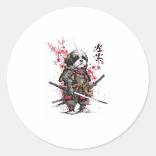 Adesivo Redondo Samurai Shih Tzu � Epic Guerreiro
