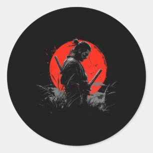 Adesivo Redondo Samurai Spirit Graphic Modern Warrior s