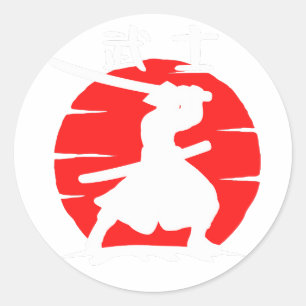 Adesivo Redondo Samurai Warrior Sticker - Viny de Arte a Tinta Jap