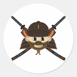 Adesivo Redondo Samurai Warrior & Swords Sticker