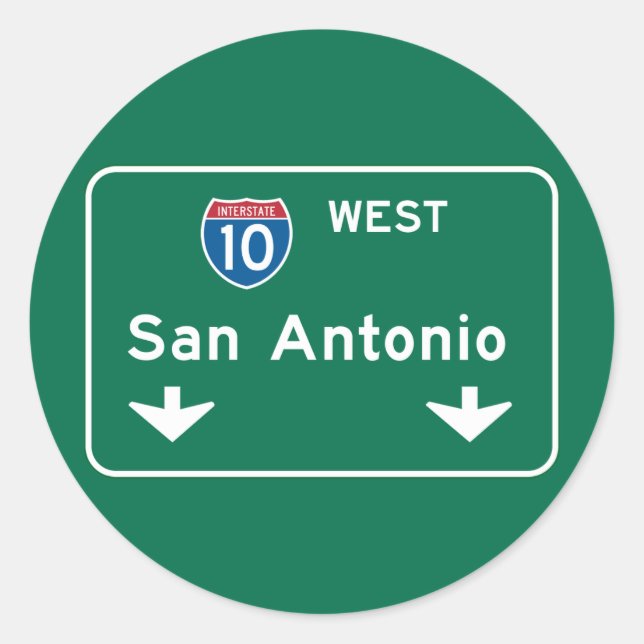 Adesivo Redondo San Antonio, TX Road Sign (Frente)