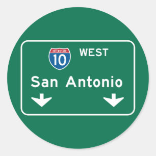 Adesivo Redondo San Antonio, TX Road Sign