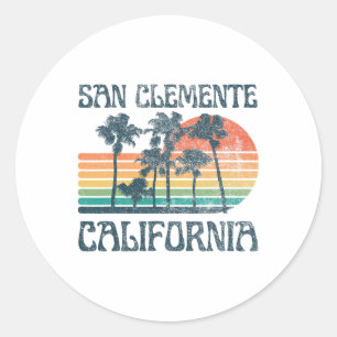 Adesivo Redondo San Clemente Califórnia Praia Férias de Verão Vint
