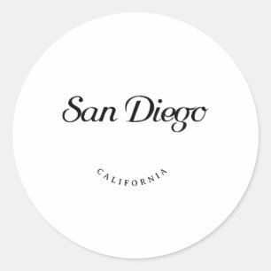 Adesivo Redondo San Diego California Black Font
