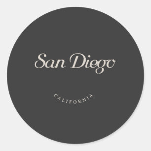 Adesivo Redondo San Diego California White Font