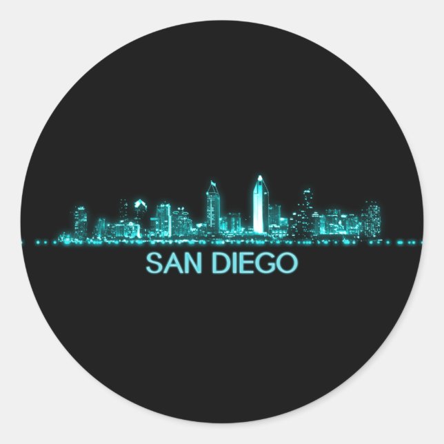 Adesivo Redondo San Diego Skyline (Frente)