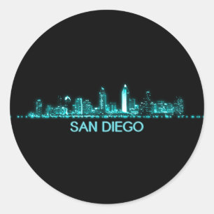 Adesivo Redondo San Diego Skyline