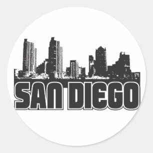 Adesivo Redondo San Diego Skyline