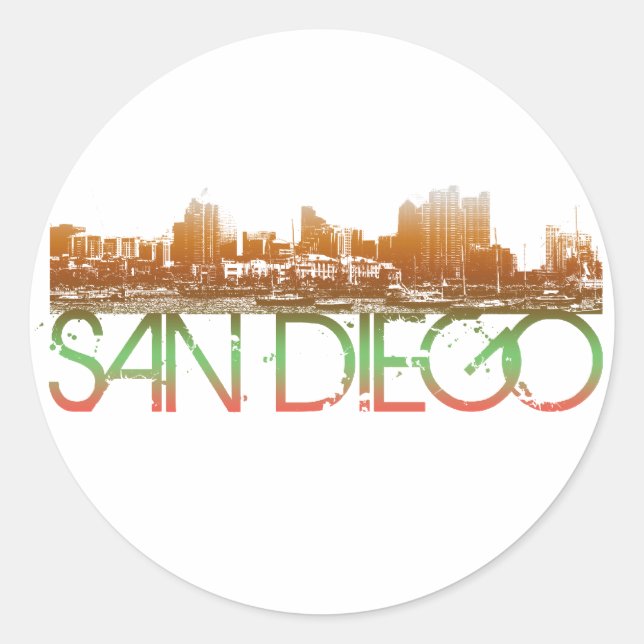 Adesivo Redondo San Diego Skyline Design (Frente)