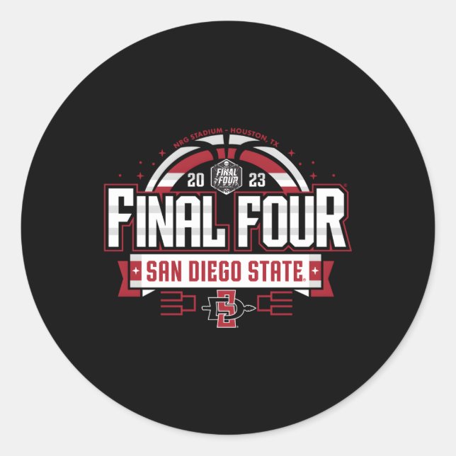 Adesivo Redondo San Diego State Aztecs Final Quatro 2023 Basquete (Frente)