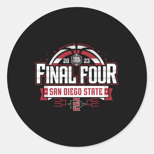 Adesivo Redondo San Diego State Aztecs Final Quatro 2023 Basquete (Frente)