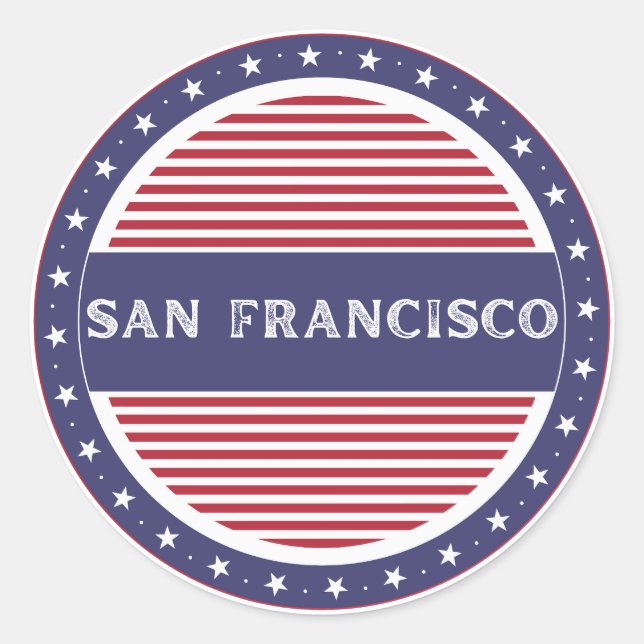 Adesivo Redondo San Francisco City Pride Emblem American Identity (Frente)