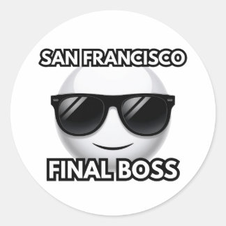 Adesivo Redondo San Francisco Final Boss Cool Emoji Sticker