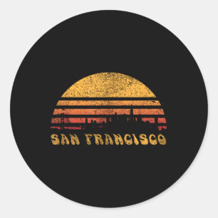 Adesivo Redondo San Francisco Retro Sunset Shirt Legal Vintage Vac