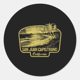 Adesivo Redondo San Juan Capistrano Califórnia Praia Surf Vintage