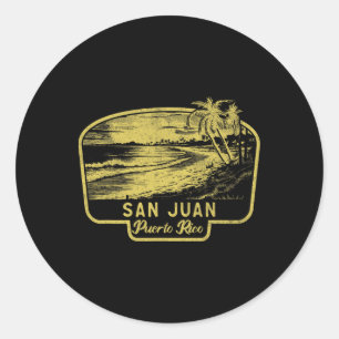 Adesivo Redondo San Juan Porto Rico Praia Surf Vintage Azul Homens