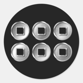 Adesivo Redondo Sanada Clan Kamon Silver Chrome