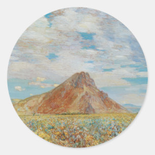 Adesivo Redondo Sand Springs Butte por Childe Hassam, Arte Antigo