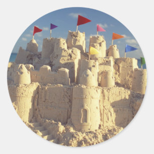 Adesivo Redondo Sandcastle na praia