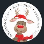 Adesivo Redondo sandeer christmas company Classic Round Sticker<br><div class="desc">Stickers feitos à mão ideais para adicionar ao seu pacote comercial ou envelopes de correio projetados pela Arty Apple Limited</div>
