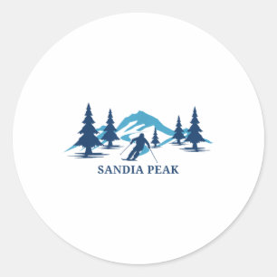 Adesivo Redondo Sandia Pico Novo México Esqui Resort Skiier _1