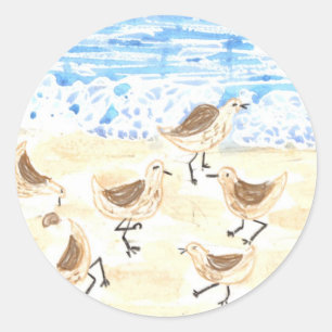 Adesivo Redondo Sandpipers na Praia Antiga do Orchard, Maine