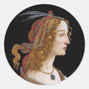 Adesivo Redondo Sandro Botticelli - Retrato de Simonetta Vespucci