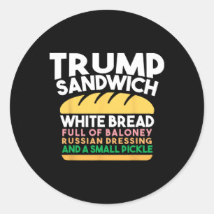 Adesivo Redondo Sanduíche Trump Pão Branco Cheio De Balela Russo