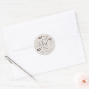 Adesivo Redondo Sandy Beige Quirky Doodle Festa de formatura Favor