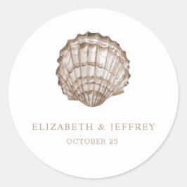 Adesivo Redondo Sandy Seashells Marine Ocean Beach Wedding